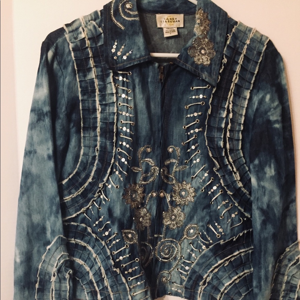 Vintage Sandy Starkman Embellished Denim Jacket
